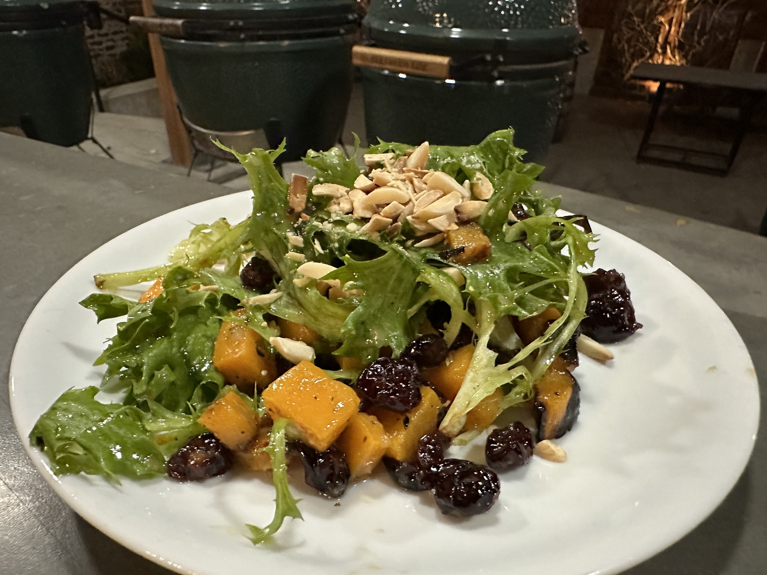 Winter Greens Salad with Grilled Butternut Squash and Sherry Vinaigrette