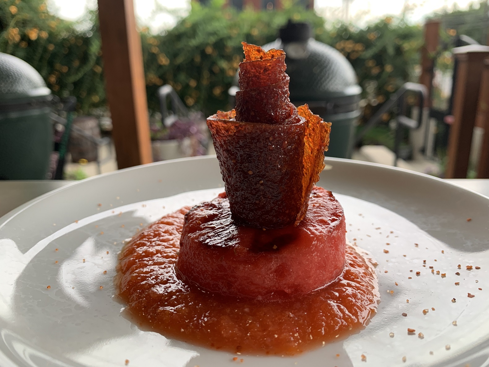 Strawberry Apricot Fruit Leather with Grilled Watermelon