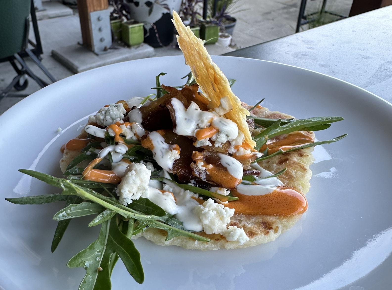 Pão de Queijo Flatbread & Bacon Salad