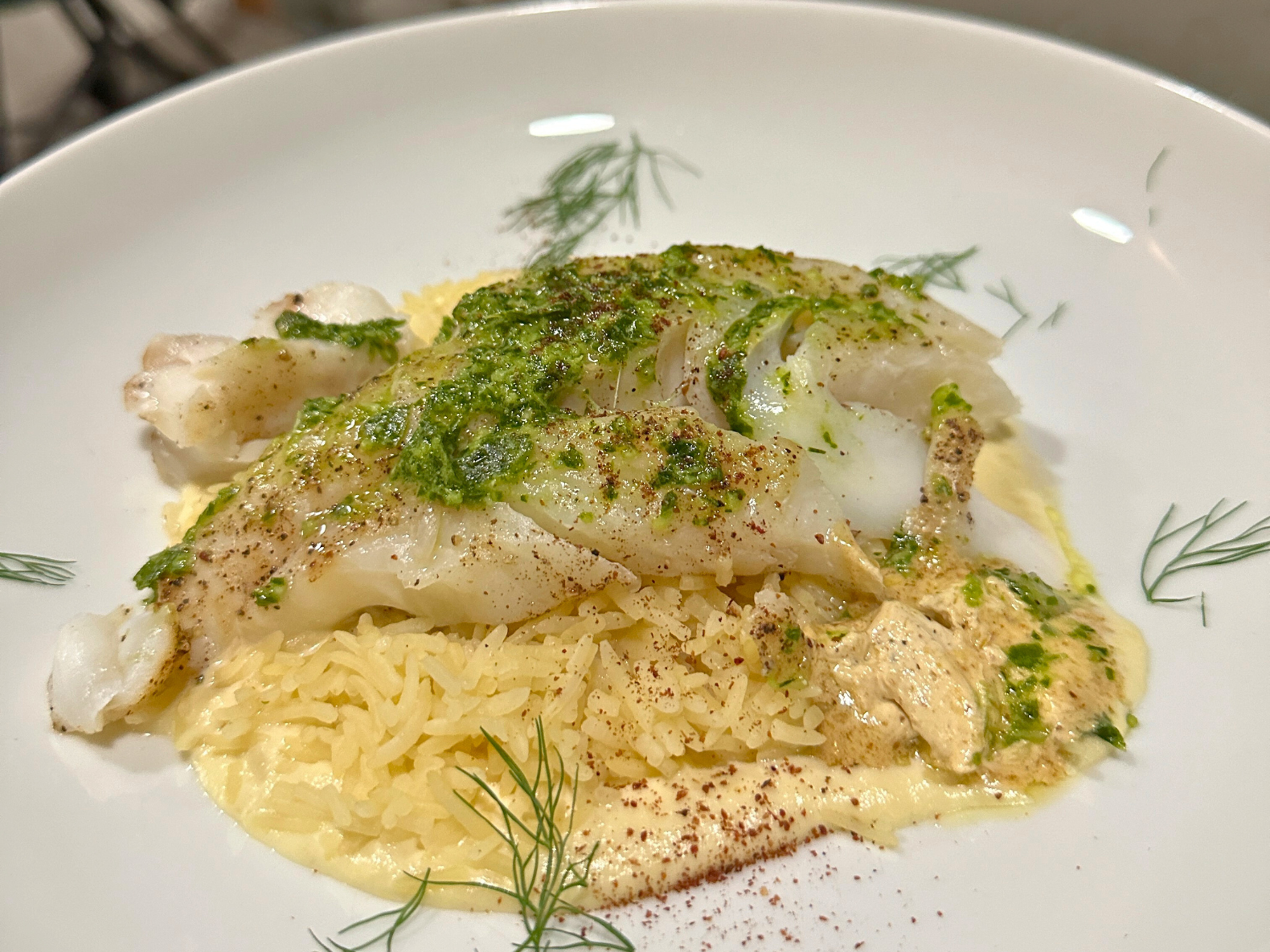 Roasted Icelandic Cod with Herb Pistou and Walnut Butter