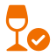 Wine glass and checkmark
